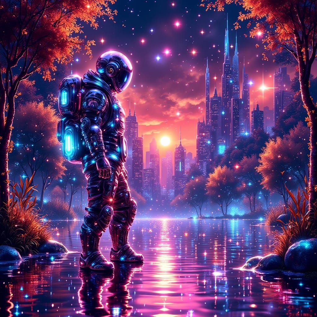 8-Bit Video Game World with Trendy Protagonist