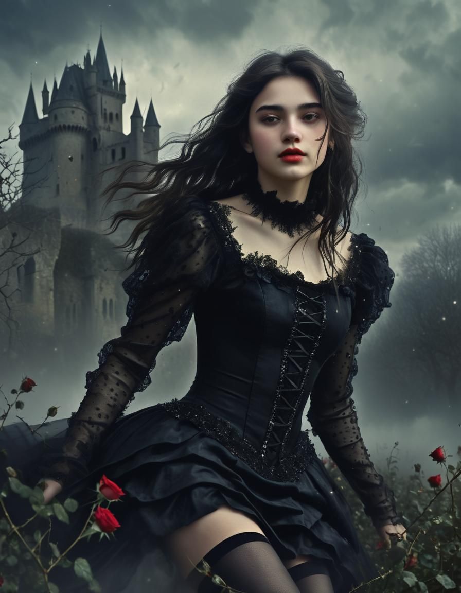 Ethereal Woman Emerging from Darkness: Oil on Canvas