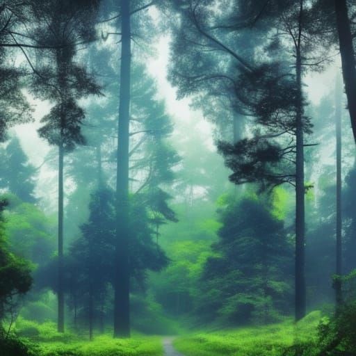 Futuristic AI and Forest Split Screen Digital Art