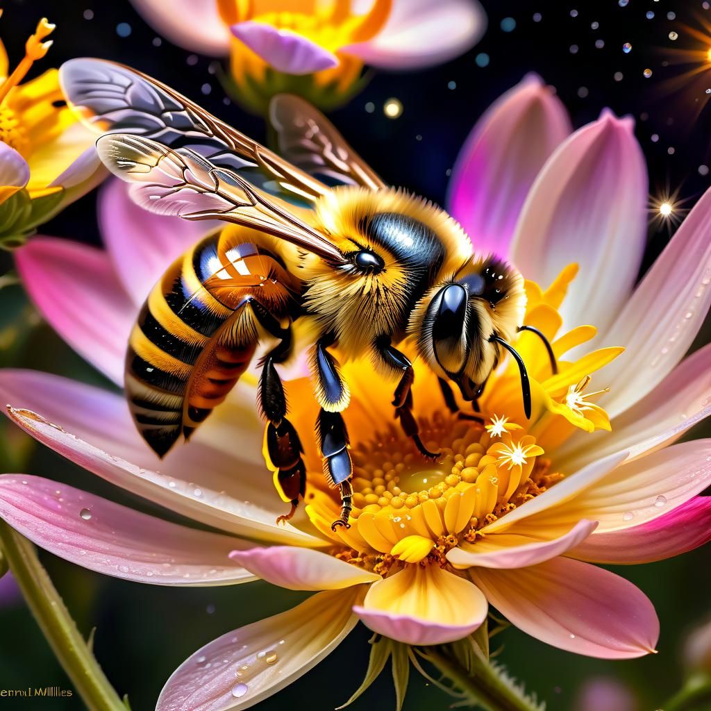 Adorable Mythical Honey Bee in Watercolor