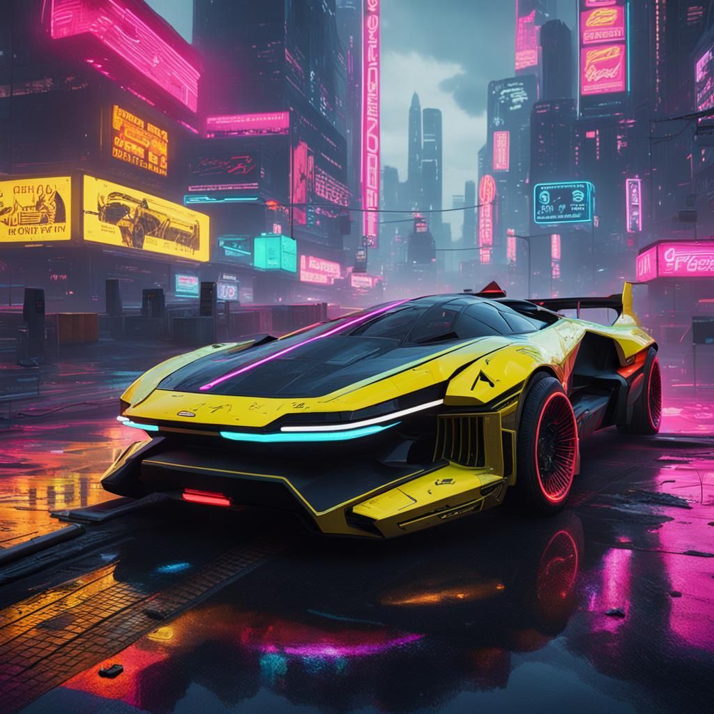 Cyberpunk 2099: Futuristic Cars Racing in Neon City