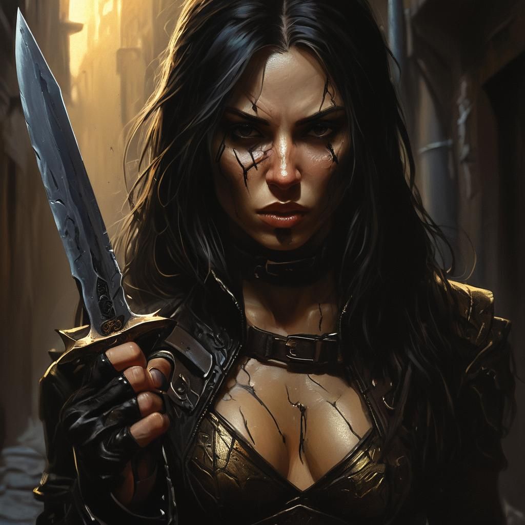 Elven Assassin in Renaissance Chiaroscuro Style