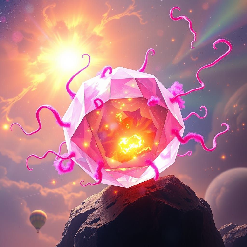 Glowing Crystal Spheres in a Whimsical, Cyberpunk Aesthetic