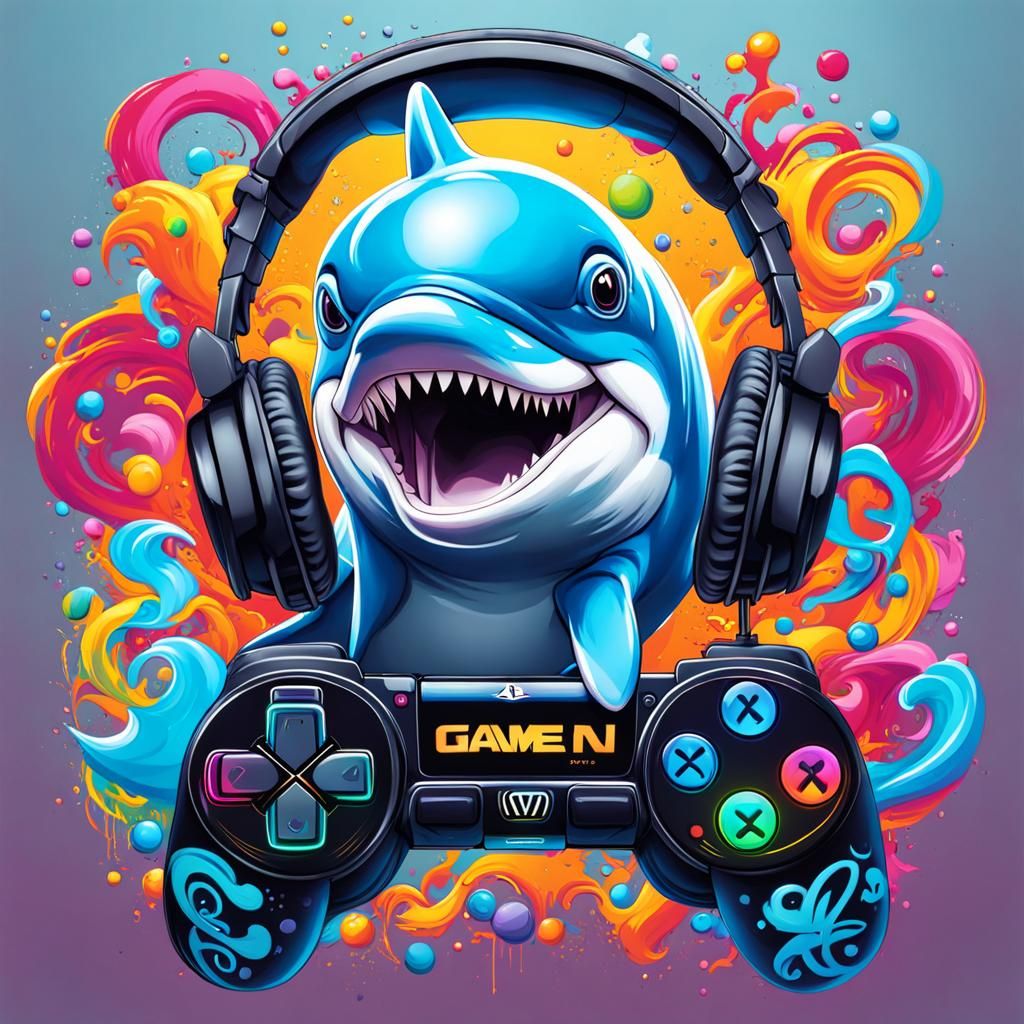 Dolphin Gamer in Graffiti Esports Style