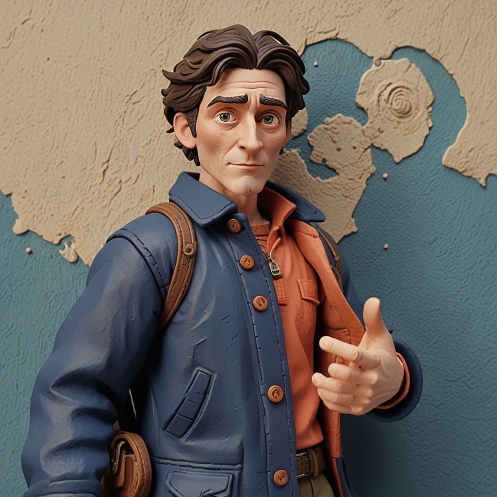 Vibrant Claymation Character with Detailed Facial Features