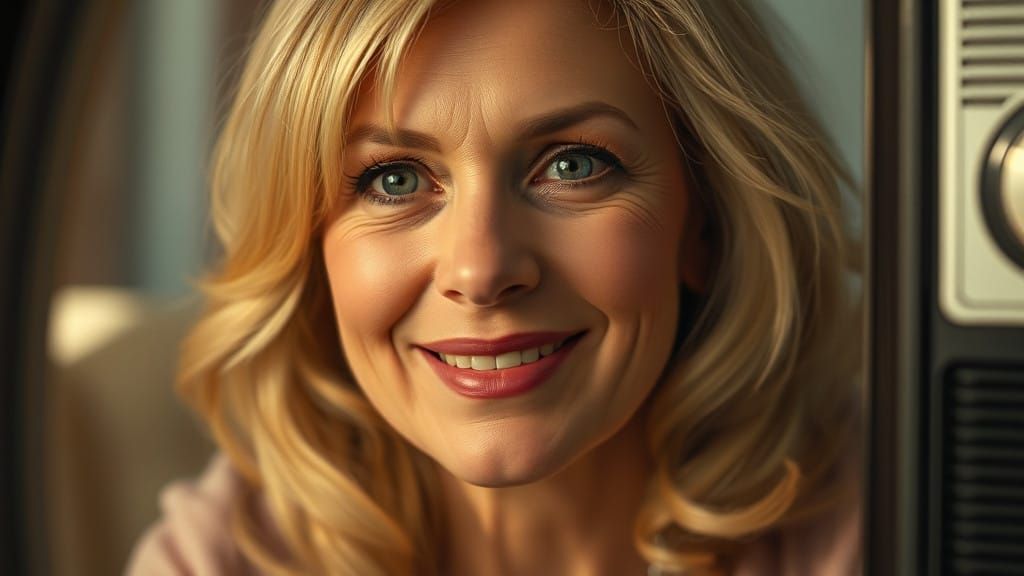 Nostalgic Blonde Beauty Captured in VHS Still Shot