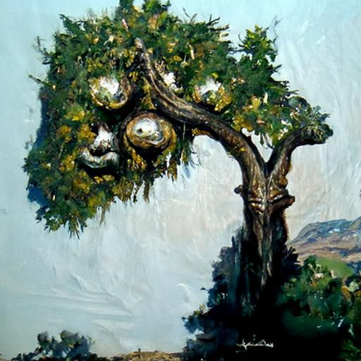 Tree with Face, Oil Painting in Gurney Style