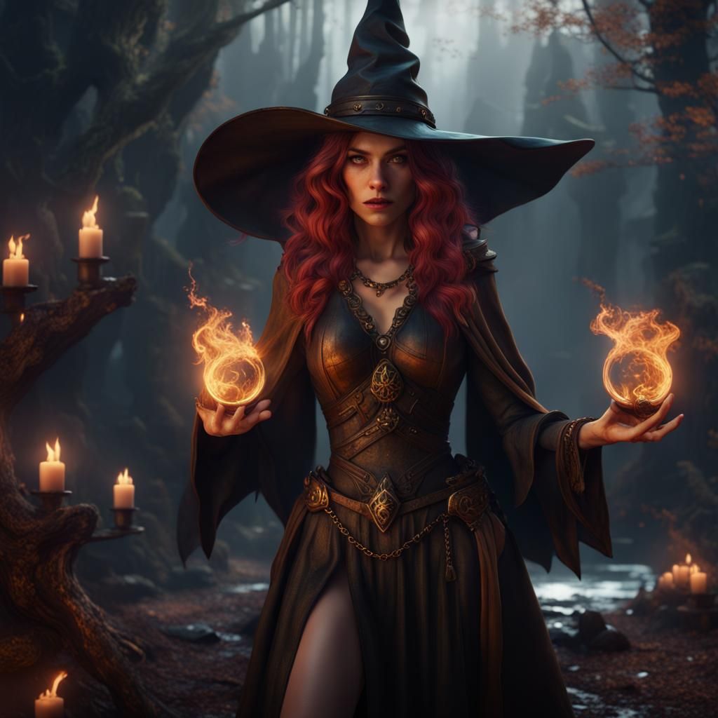 Fantastical Witchy Woman in Detailed Matte Painting
