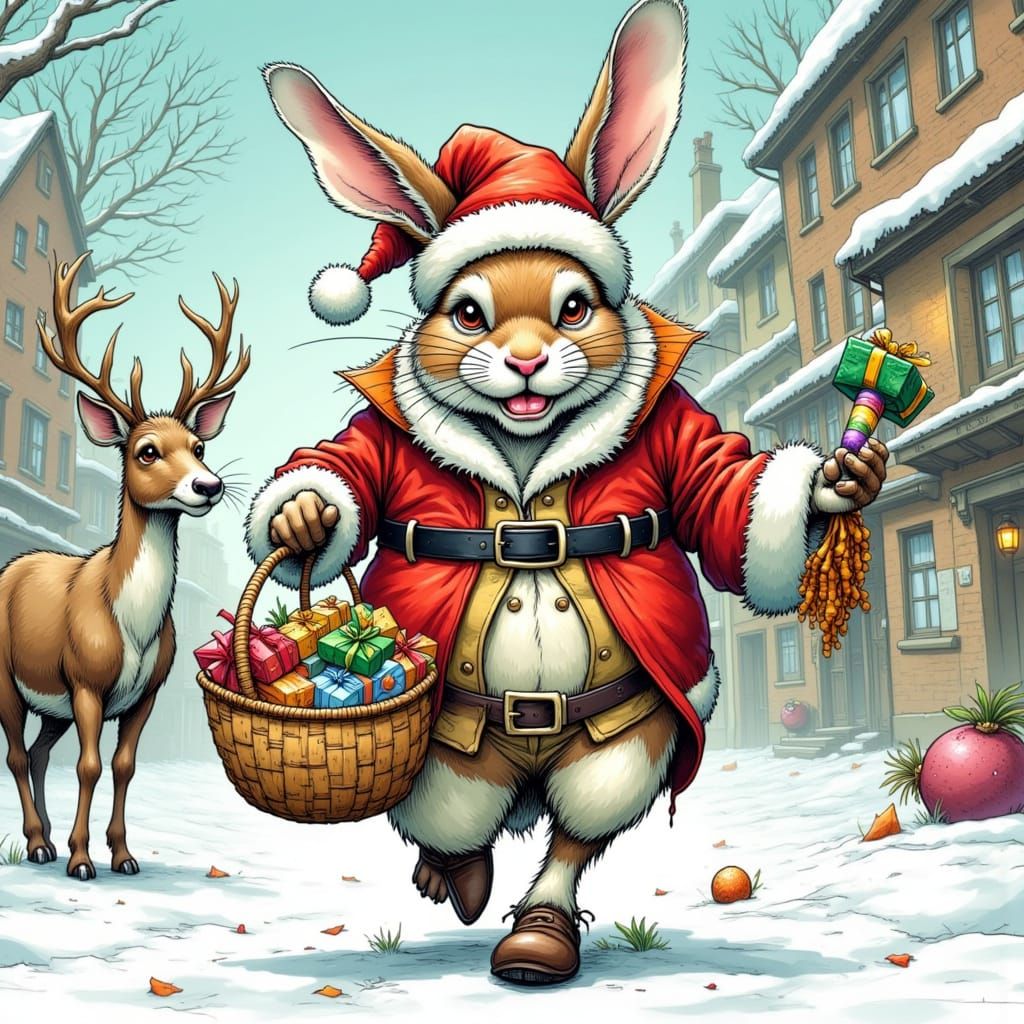 Santa's sick, so the Easter Bunny must deliver gifts...