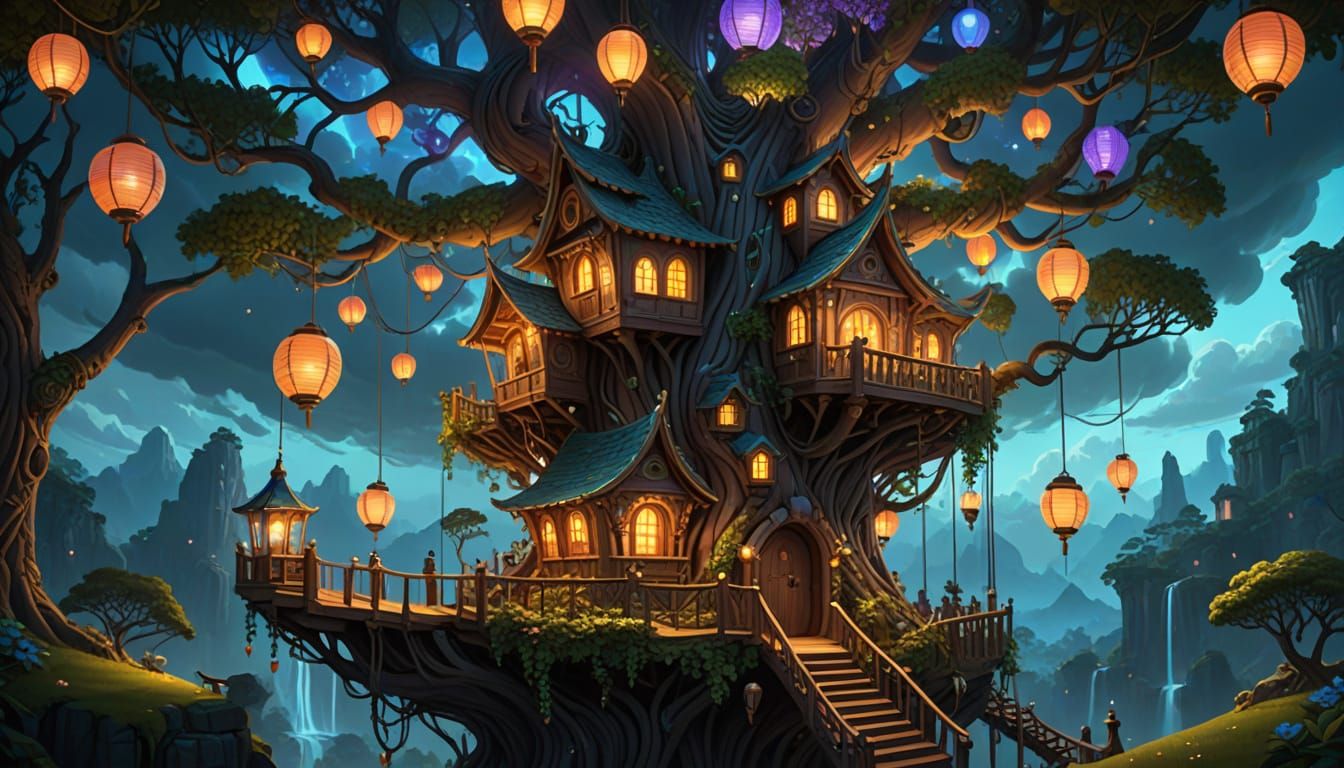 Enchanted Treehouse Amidst Ancient Wisdom
