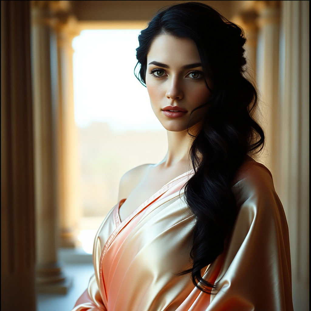 Ancient Greek Princess in Silk Ensemble