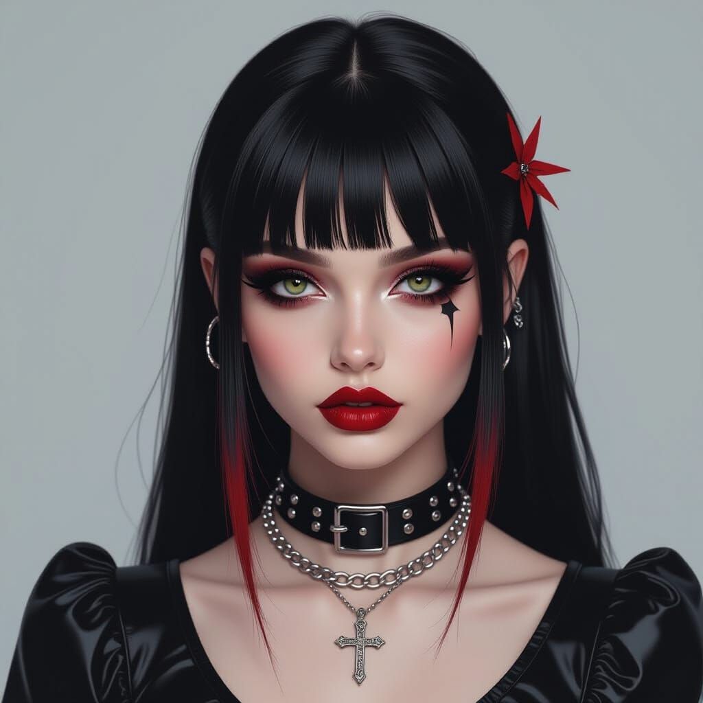 Gothic Girl Portrait with Death Hawk Hairstyle