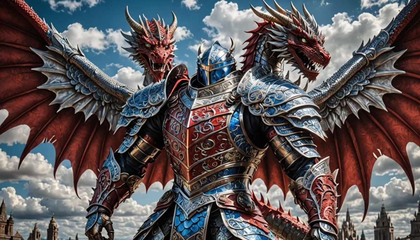 Dragon Warrior Guarding Time Gate in Hyperrealistic Style