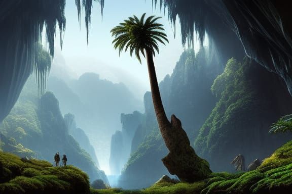 Epic Cave Oasis in Maximalist Digital Style