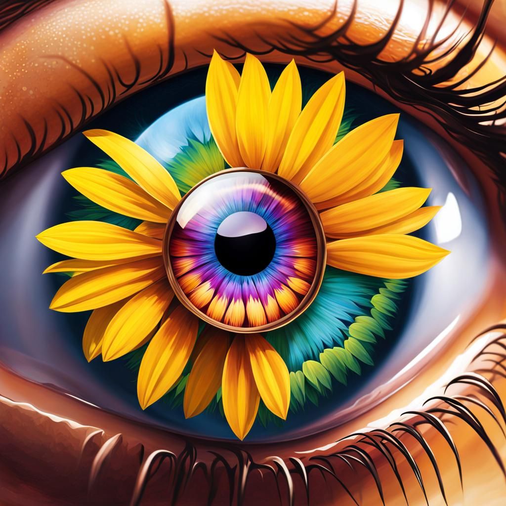 Winged Eye Flower with Peace Sign Reflection