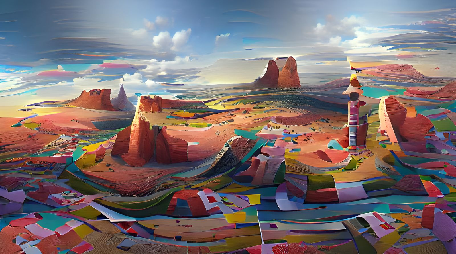Monument Valley Panorama in Cel-Shaded Style