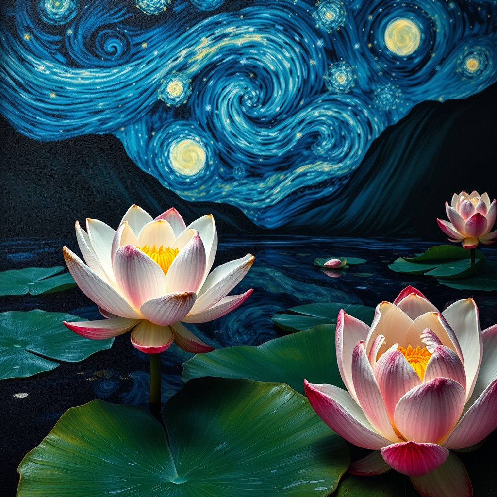 Ha Long Bay in Starry Night Style