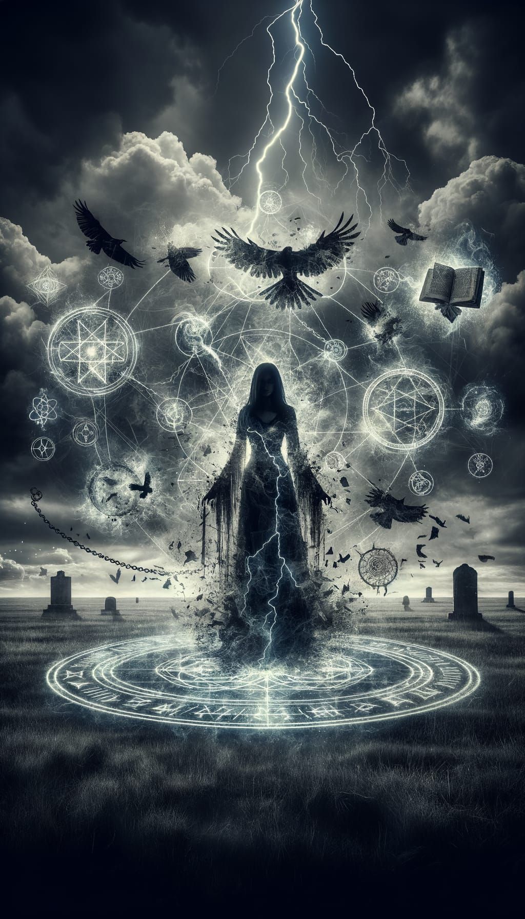 Eerie Asian Witch Performing Chaos Magick Ritual