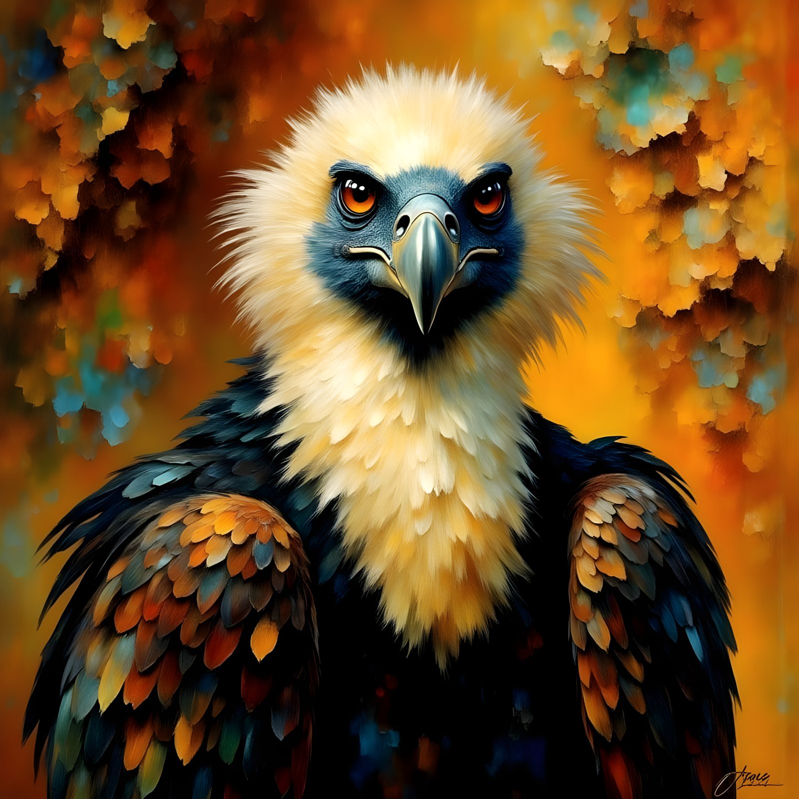 Gritty California Condor Portrait in Unrefined Artistic Styl...