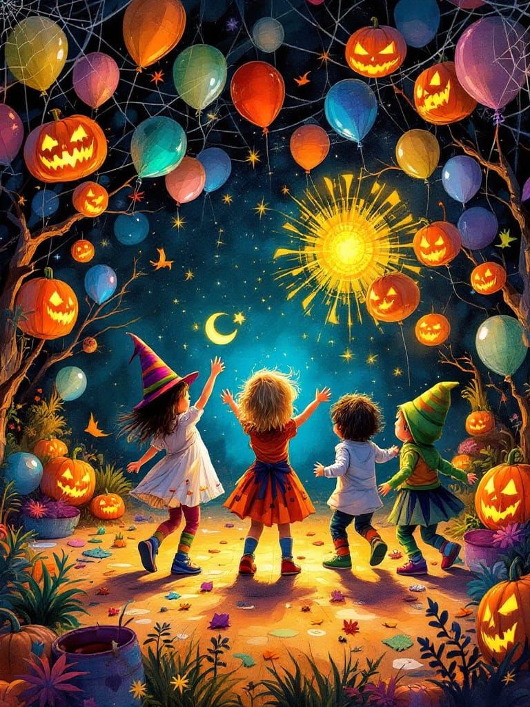 Halloween Disco with Children in Costume