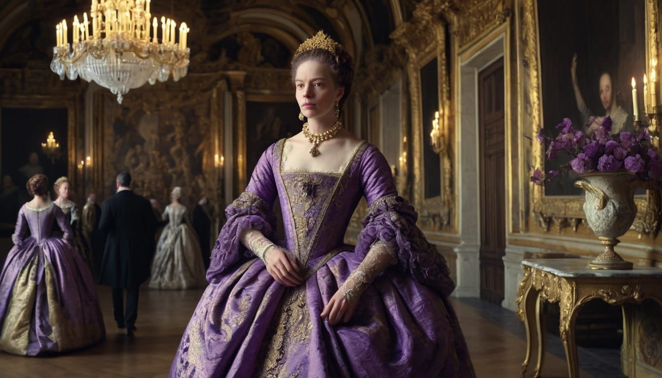 Noblewoman in Baroque Castle Ballroom