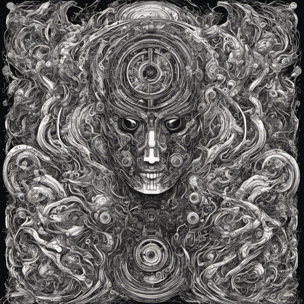 Humanoid Robot with Flamethrower in Sci-Fi Style