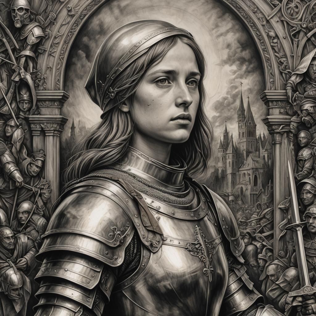 Joan of Arc in Charcoal Drawing