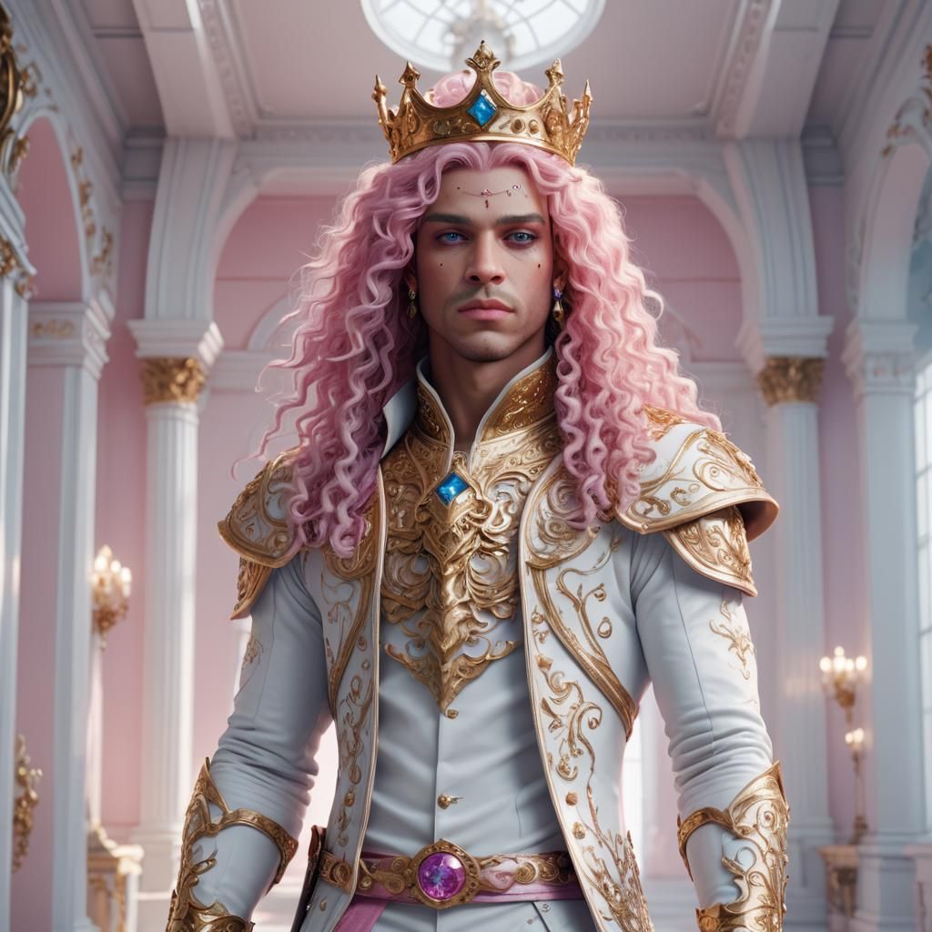 Ethereal Prince in Pink and White Attire