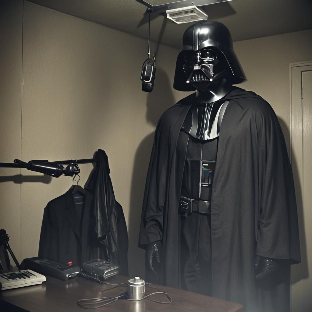 Dramatic Darth Vader Costume in Dark Closet