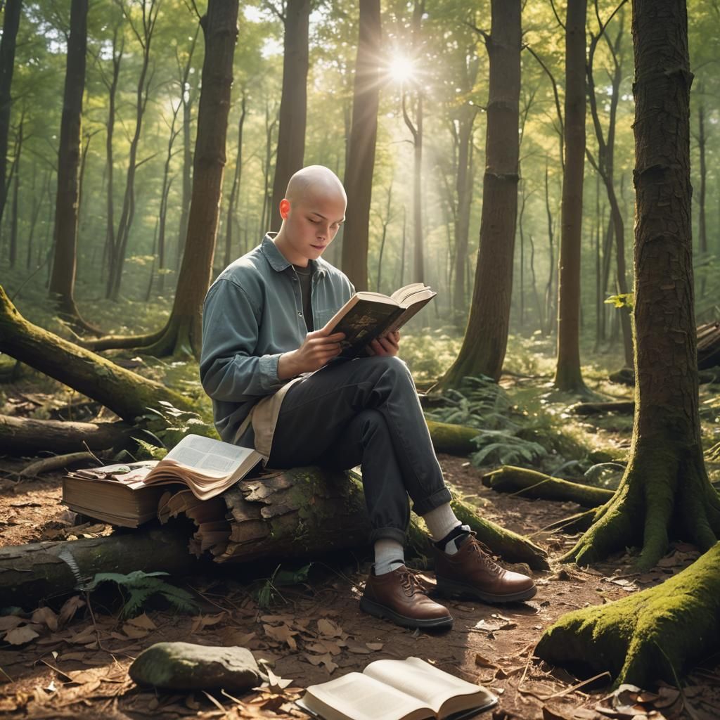 Teenager Reads in Forest: Matte Painting