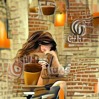 Girl at Cafe: Beautiful Digital Painting