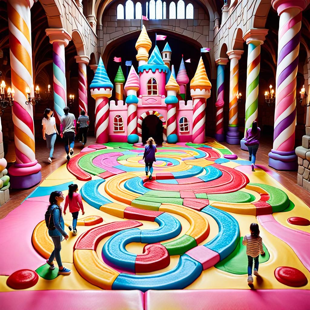 Life-Size Candyland Game Inside a Castle