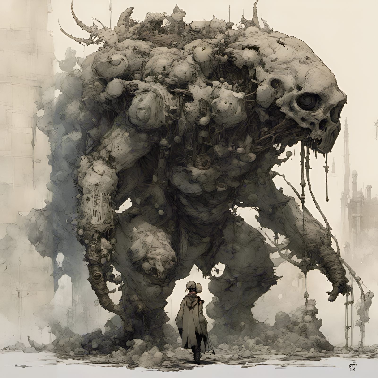 Detailed Death Illustration in Hyperrealistic Style