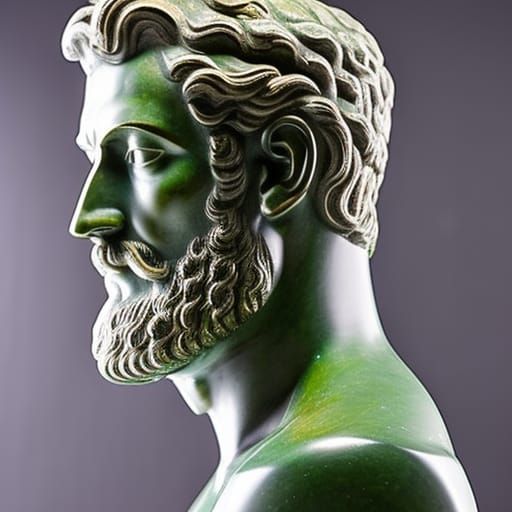 Translucent Jade Sculpture of Heroic Man in Museum