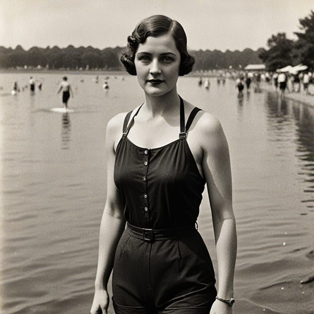 Vintage Woman in a Flapper-Style Bathing Suit