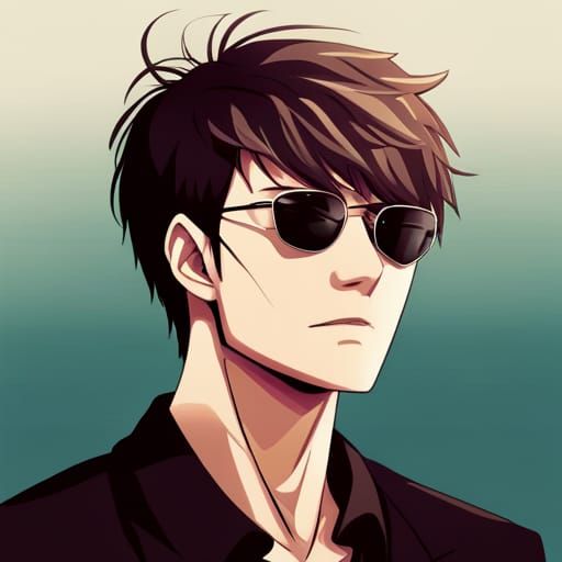 Anime Style Young Man in Sunglasses
