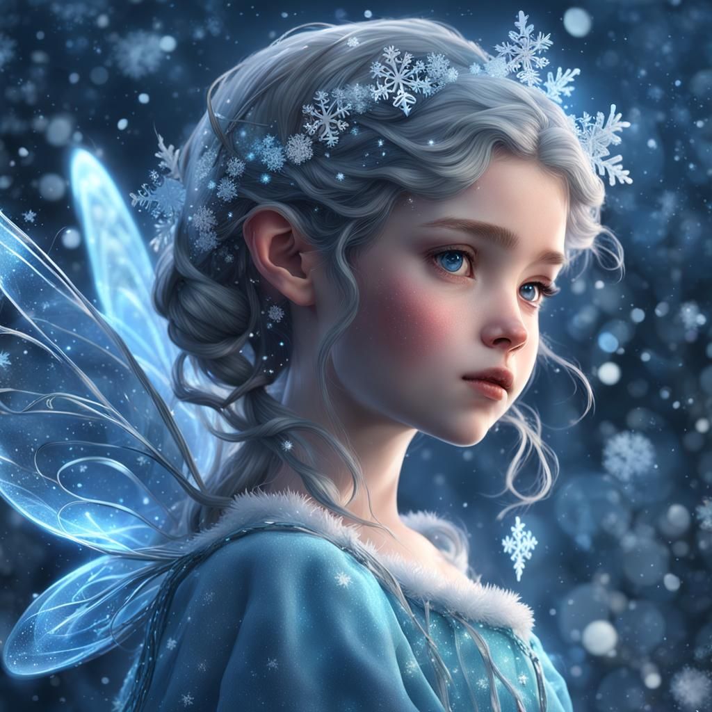 Icy Fairy Portrait in Hyperdetailed Digital Art