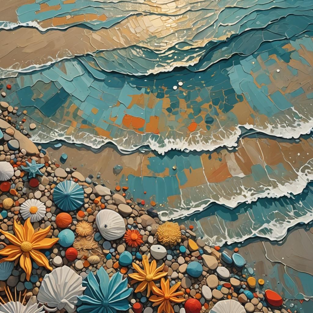 Abstract Ocean Scene in Complementary Colors