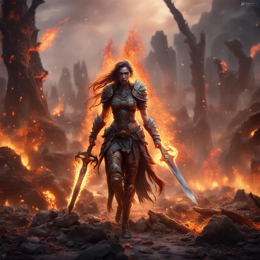 Death of a Female Warrior on Battlefield