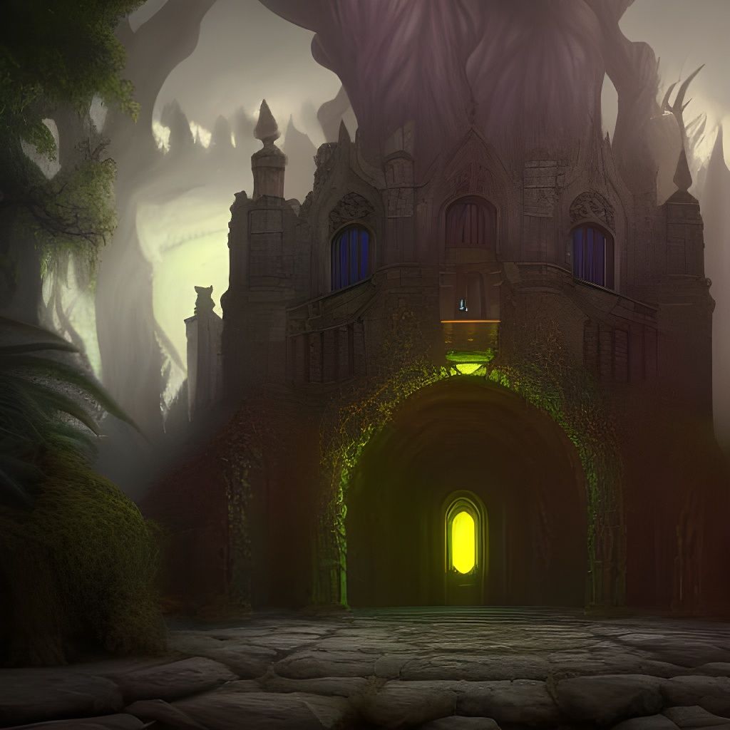 Demonic Eldritch Castle: Detailed Matte Painting