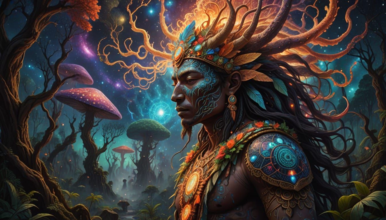 Surreal Volcanic Eruption in Enchanted Forest with Psychedel...