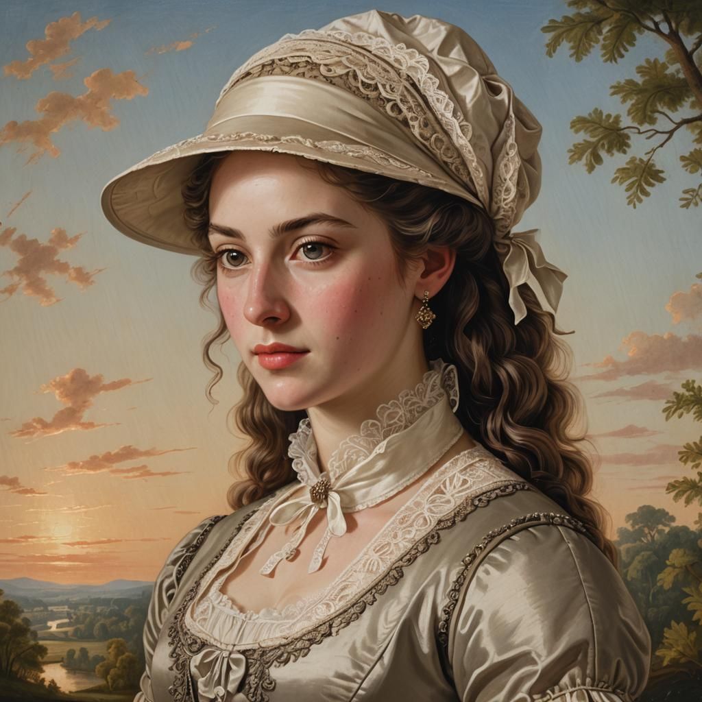 Colonial Portrait of a Young Woman in Neoclassical Style