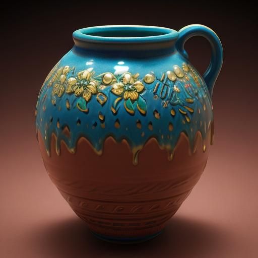Hyperrealistic Eccentric Clay Pottery Splash Art