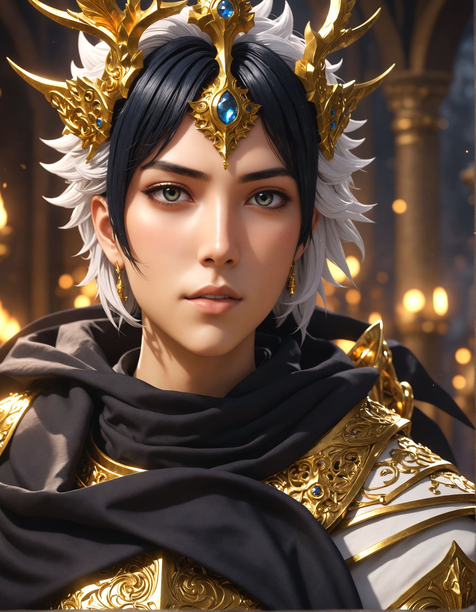 Divine Magi with Living Armor and Weapon in Anime Style