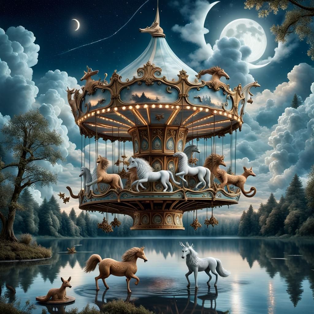 Dreamy Woodland Carousel with Mystical Creatures