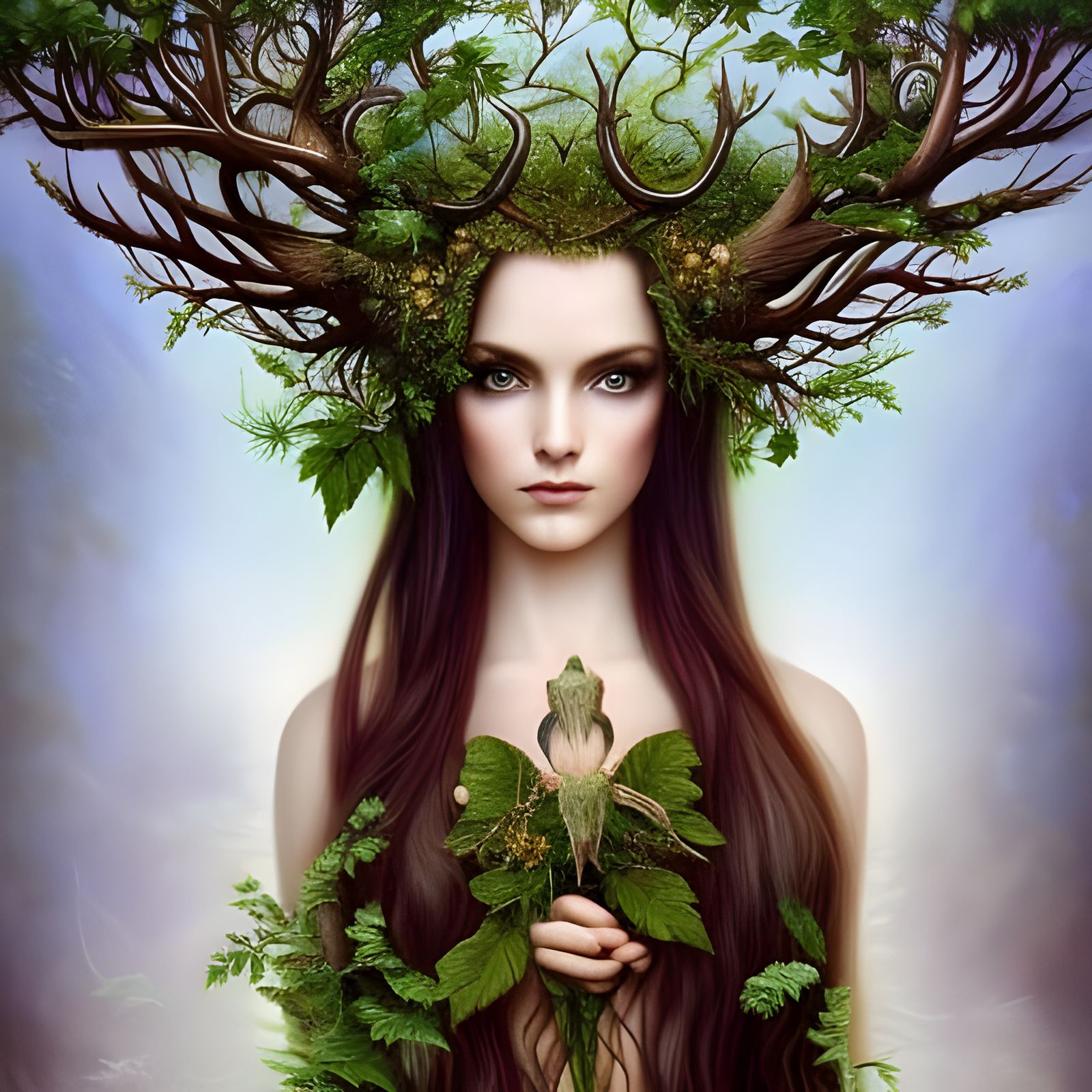 Ornate Forest Dryad Portrait in Fantasy Style