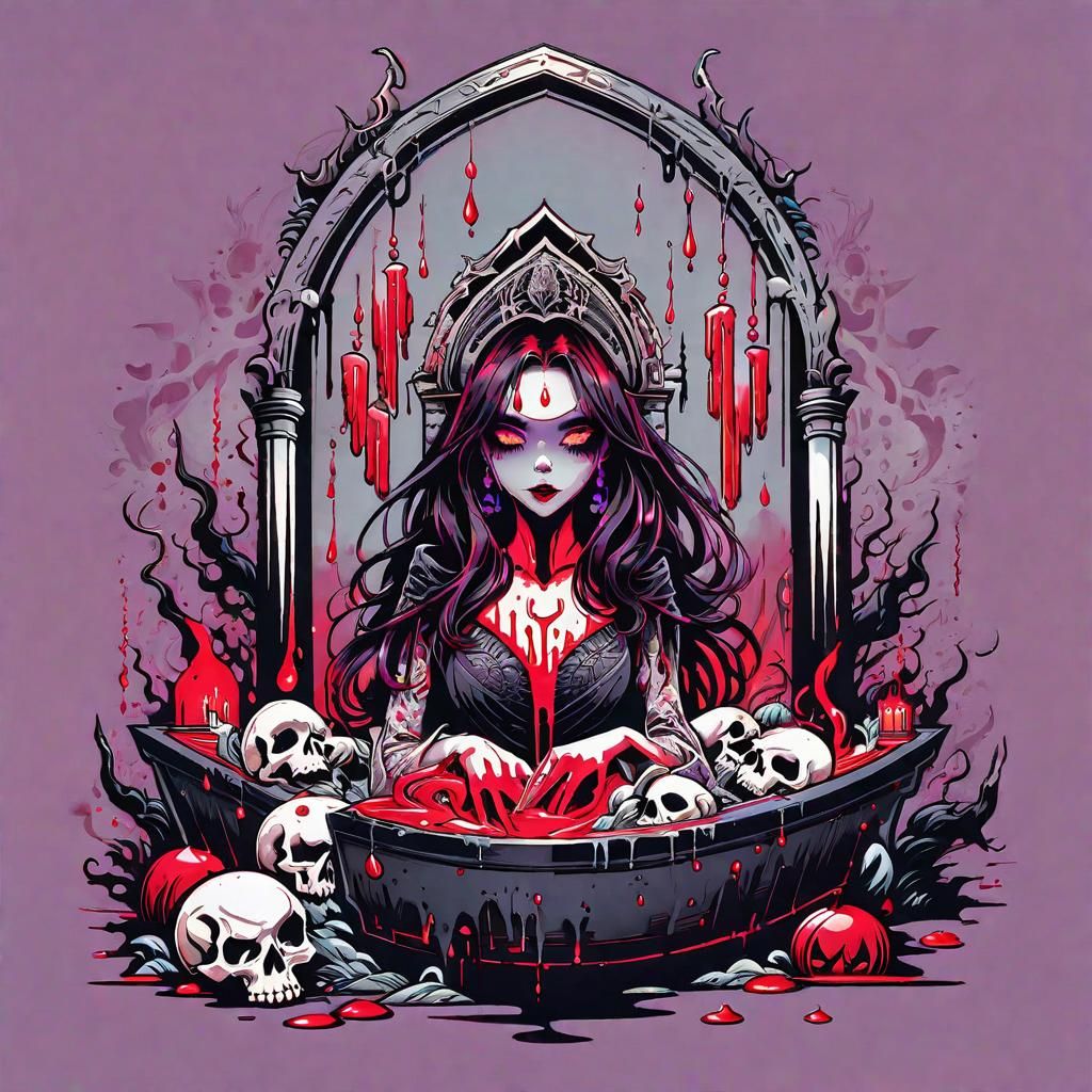 Halloween Monster Girl Marker Art in Tomb