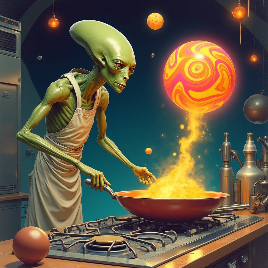 Alien Chef in Futuristic Kitchen