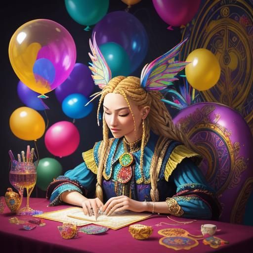 Whimsical Tarot Reader in Candy Art Style