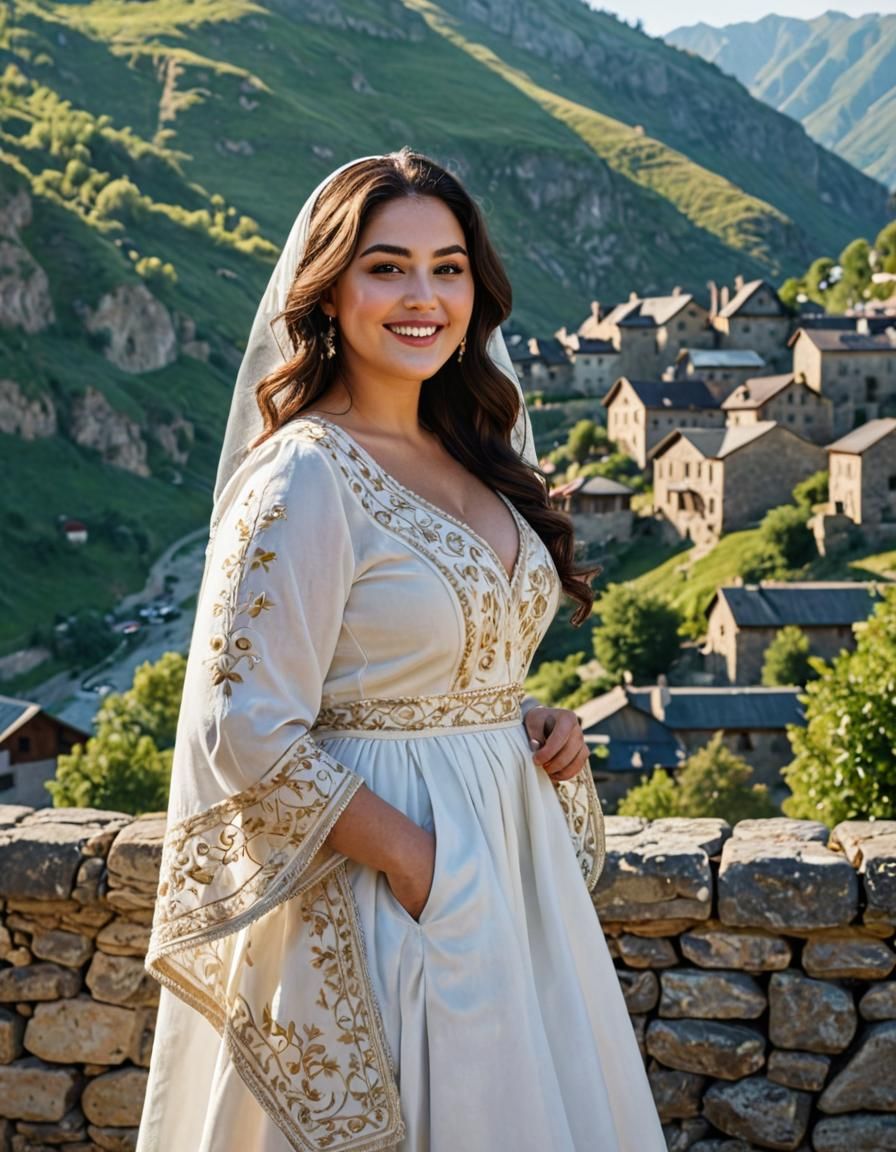 Beautiful Georgian Woman Portrait in Traditional Dress